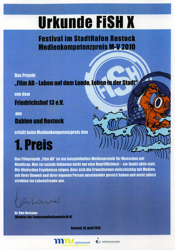 Urkunde Medienkompetenzpreis 2010